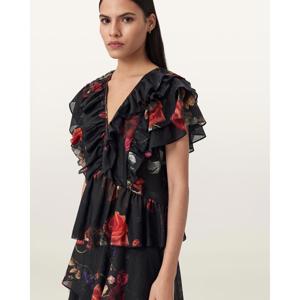 AllSaints Alma Floral Frill Top